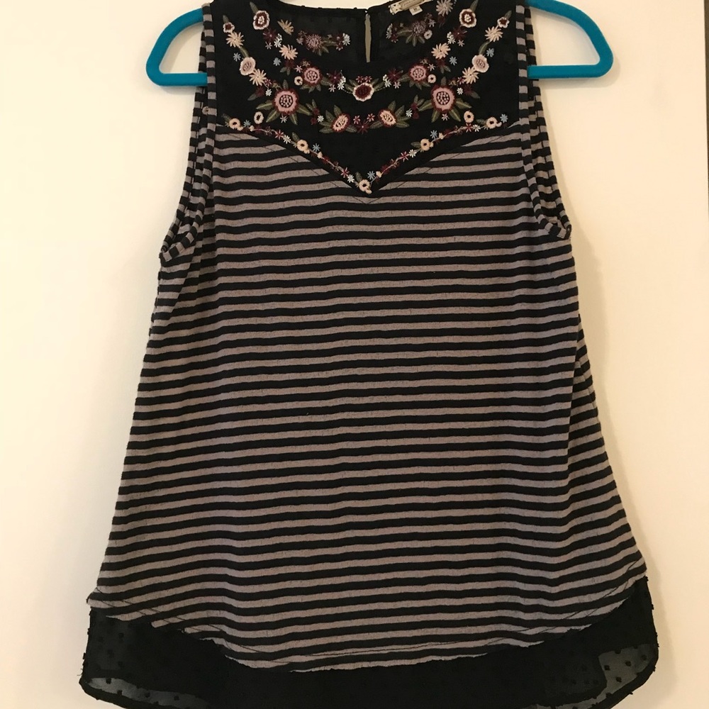 Gimmicks embroidered striped tank